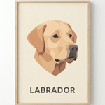 Labrador Poster Minimalistisches Hunde-Porträt – gerahmtes Poster an weißer Wand