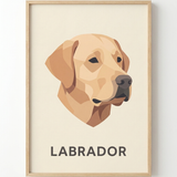 Labrador Poster Minimalistisches Hunde-Porträt – gerahmtes Poster an weißer Wand